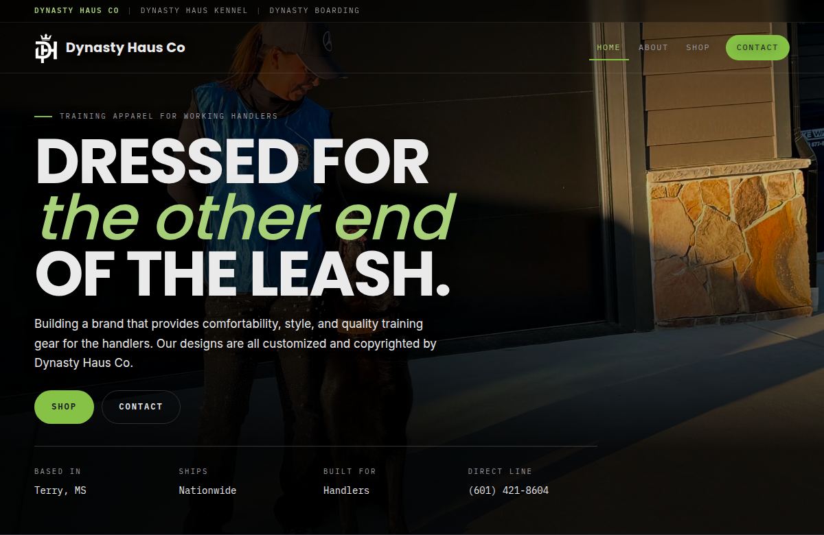 Dynasty Haus Co — training apparel storefront
