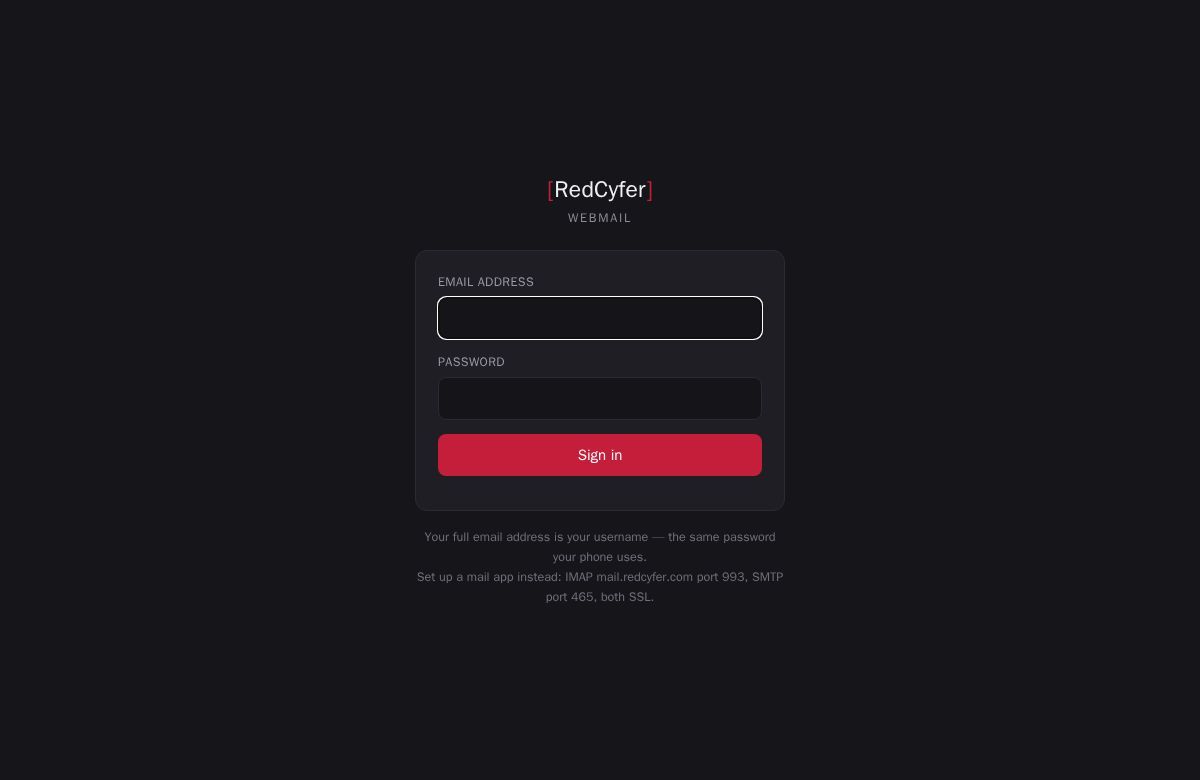 RedCyfer webmail sign-in page